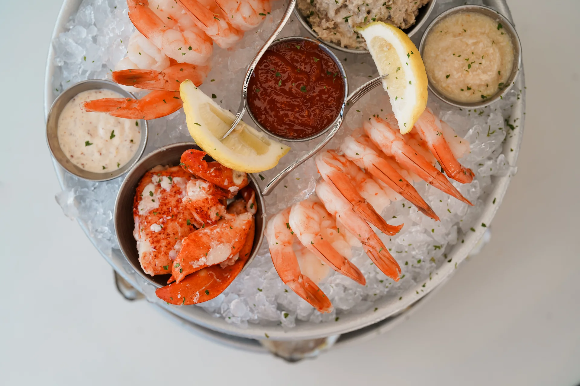 Fresh Shrimp and Oysters Served on Ice at The Shrimp Shack Restaurant in Seaside, Florida
