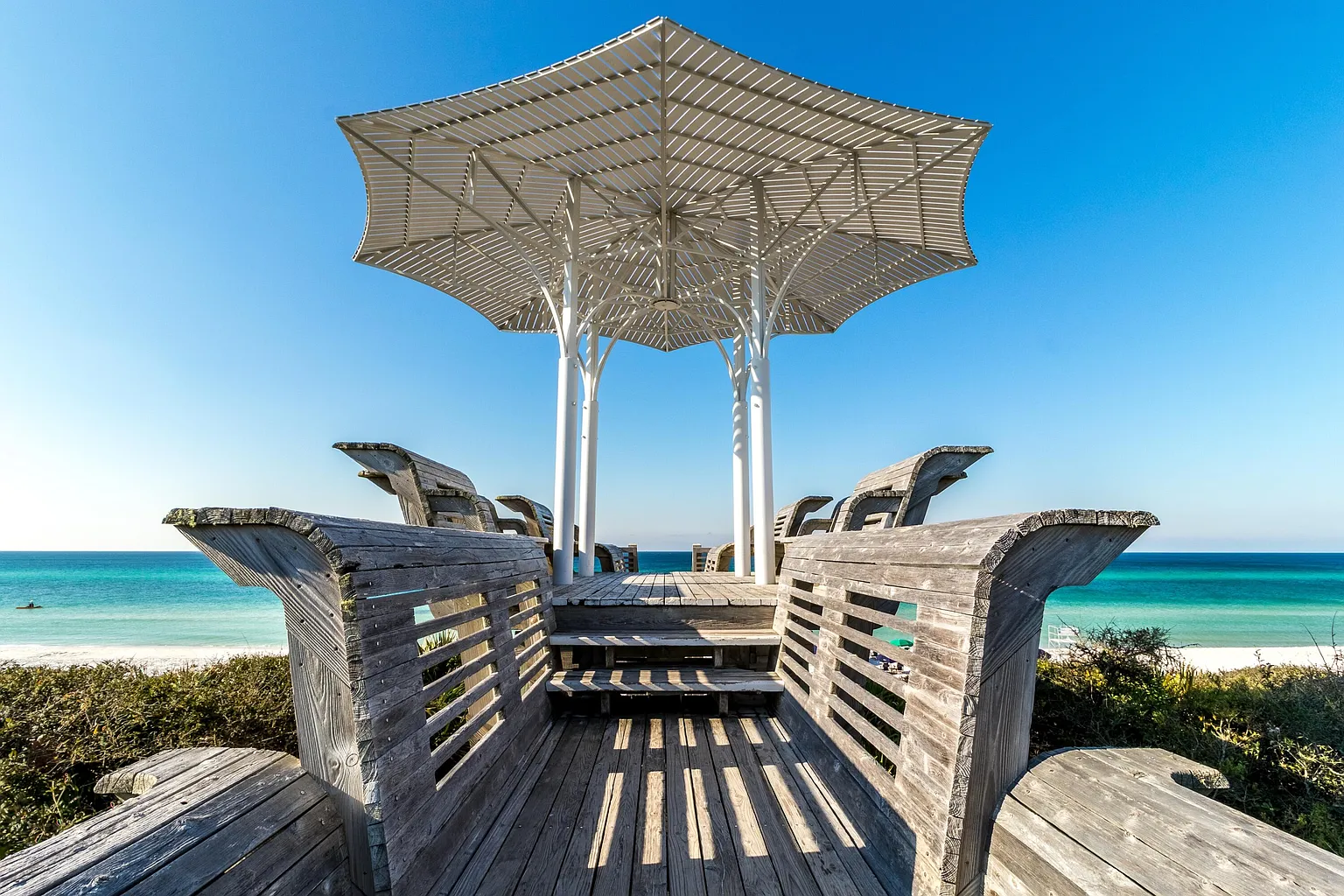 Beach path with a parasol