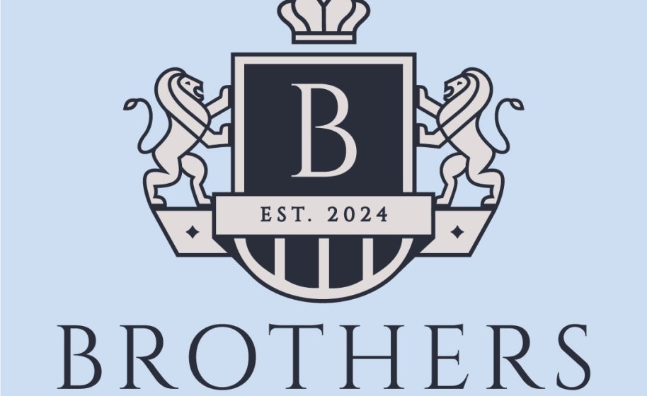 Elegant Brothers logo featuring two lions holding a crest with letter B and “Est. 2024.”