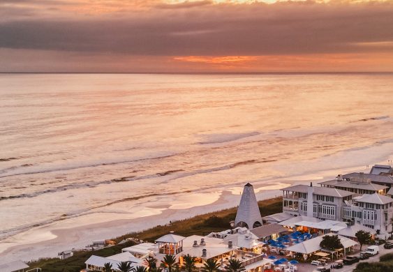 Seaside Florida aerial view sunset